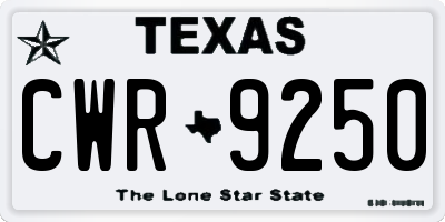 TX license plate CWR9250