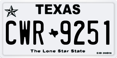 TX license plate CWR9251