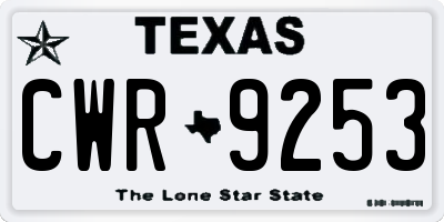TX license plate CWR9253