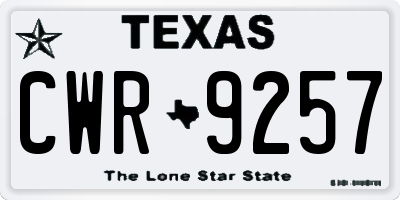 TX license plate CWR9257