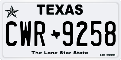 TX license plate CWR9258
