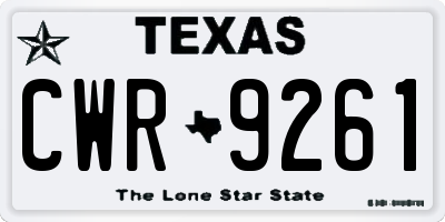 TX license plate CWR9261
