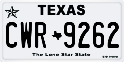 TX license plate CWR9262