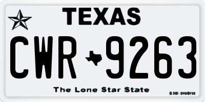 TX license plate CWR9263