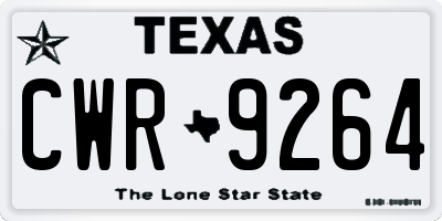 TX license plate CWR9264