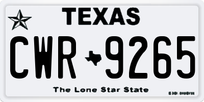 TX license plate CWR9265
