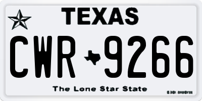 TX license plate CWR9266