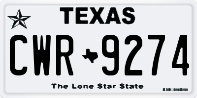 TX license plate CWR9274