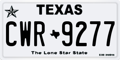 TX license plate CWR9277