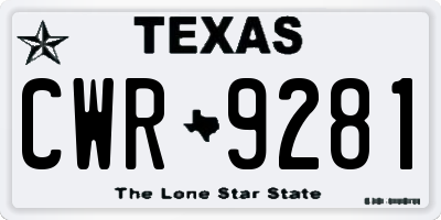 TX license plate CWR9281