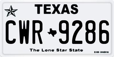 TX license plate CWR9286