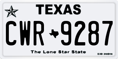 TX license plate CWR9287