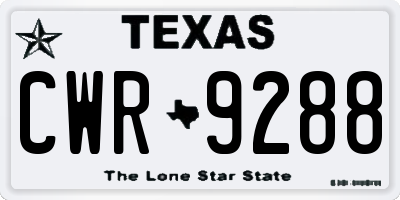TX license plate CWR9288