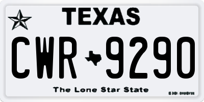 TX license plate CWR9290