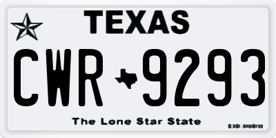 TX license plate CWR9293
