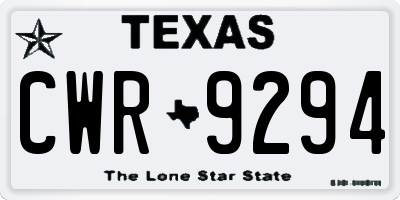 TX license plate CWR9294