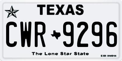 TX license plate CWR9296
