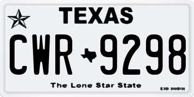 TX license plate CWR9298