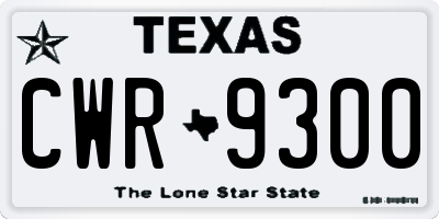 TX license plate CWR9300