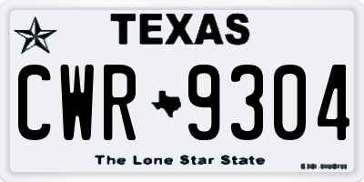 TX license plate CWR9304