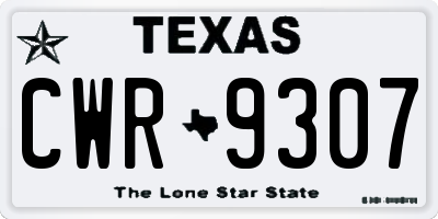 TX license plate CWR9307
