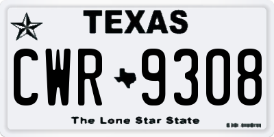 TX license plate CWR9308