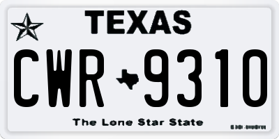 TX license plate CWR9310