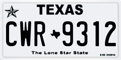 TX license plate CWR9312
