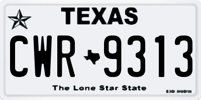 TX license plate CWR9313