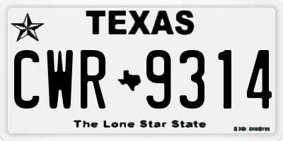 TX license plate CWR9314