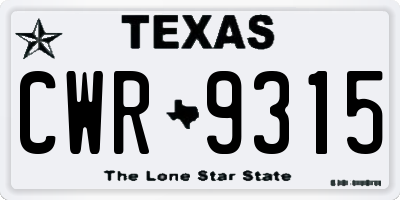 TX license plate CWR9315