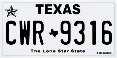 TX license plate CWR9316