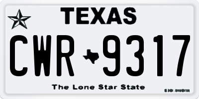 TX license plate CWR9317