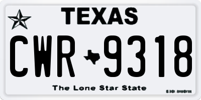 TX license plate CWR9318