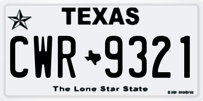 TX license plate CWR9321
