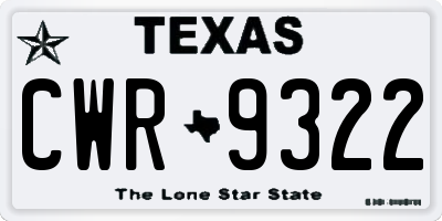 TX license plate CWR9322