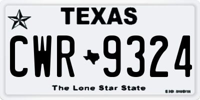 TX license plate CWR9324