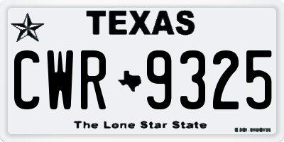 TX license plate CWR9325