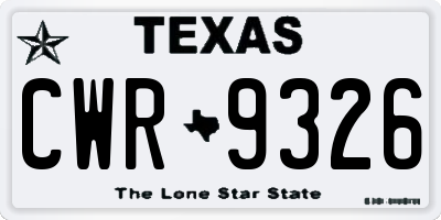 TX license plate CWR9326