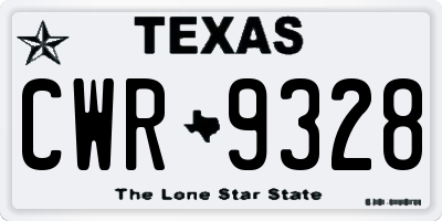TX license plate CWR9328