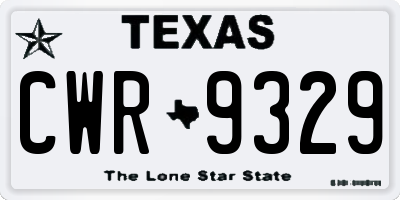 TX license plate CWR9329