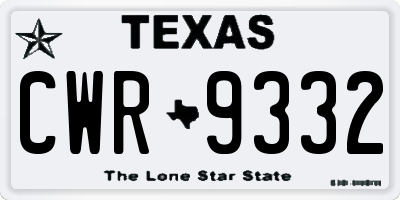 TX license plate CWR9332