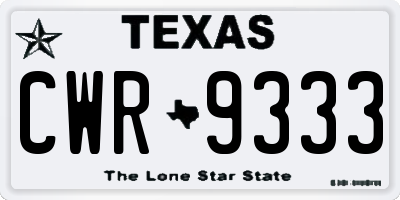 TX license plate CWR9333
