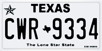TX license plate CWR9334