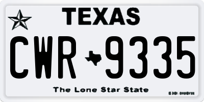TX license plate CWR9335