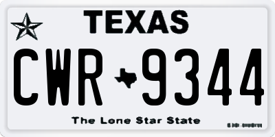 TX license plate CWR9344