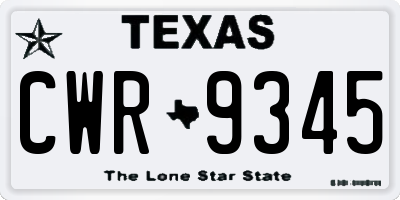 TX license plate CWR9345