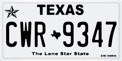 TX license plate CWR9347