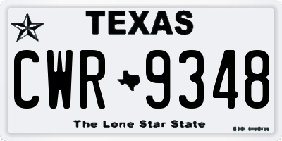 TX license plate CWR9348