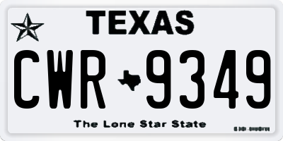 TX license plate CWR9349